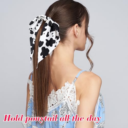 Cow Print 2-Pack Hair Band with Bow & Rubber Band - Mxxipp