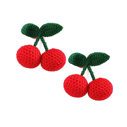 Handmade Cherry Shape Hair Clips for Kids - 2 Pcs Crochet Barrettes