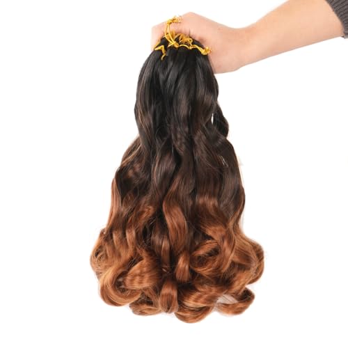 WIPPORYA French Curly Braiding Hair 12 Inch Loose Wave 6 Packs 1B/4/30