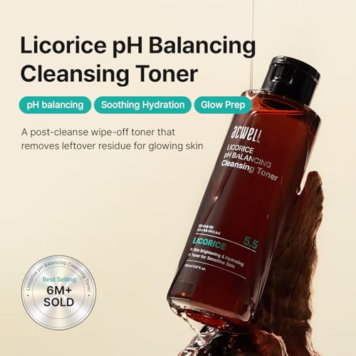 ACWELL Licorice pH 5.5 Balancing Cleansing Toner - 5.07 fl oz, Alcohol-Free Skin Hydrating & Clarifying
