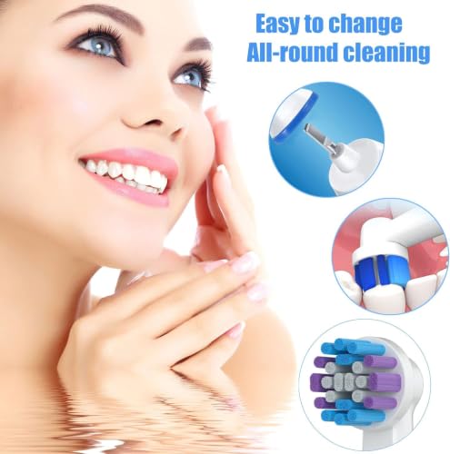 White Replacement Toothbrush Heads for Oral-B Electric Toothbrushes - Pack of 8