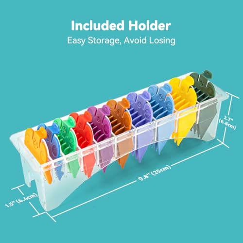 10 Professional Hair Clipper Guards Cutting Guides Compatible with Most Wahl Clippers (Not for All Models) with Organizer, Color Coded Clipper Combs Replacement - 1/16" to 1"