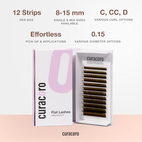 Curacoro Brown Flat Lash Extensions 0.15 CC Curl 8-15mm