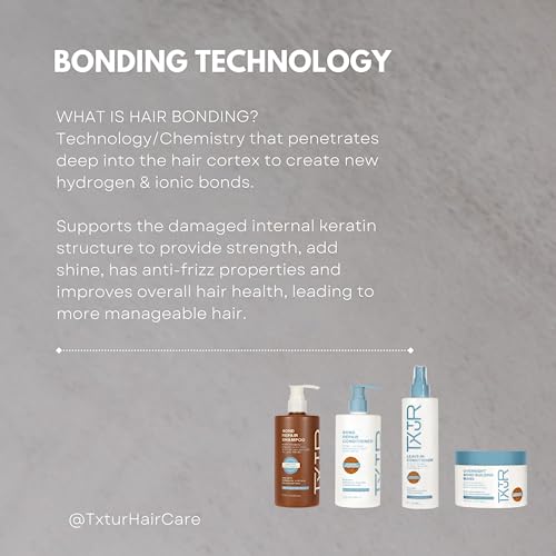 TXTUR Bond Repair Shampoo for Curly, Wavy & Textured Hair - Hydrating & Gentle Cleansing - 12 Fl Oz