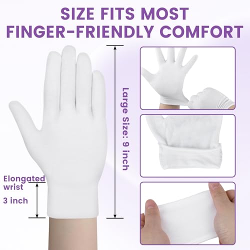 60 Pairs White Cotton Gloves for Eczema & Hand Care - UGODAR, Stretchable, Reusable, Spa & Work Gloves