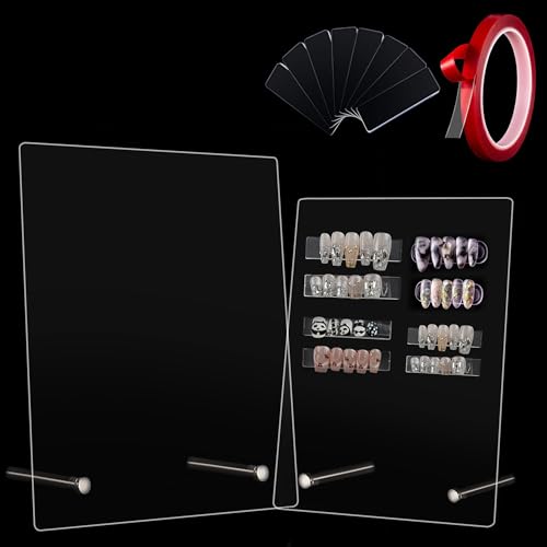 2pcs Acrylic Nail Display Boards for Nail Art Practice & Showcases