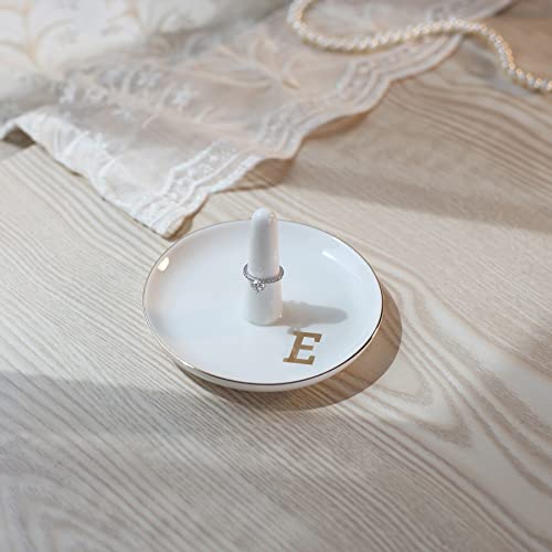 Personalized Initials Ring Holder Jewelry Tray - Ceramic White