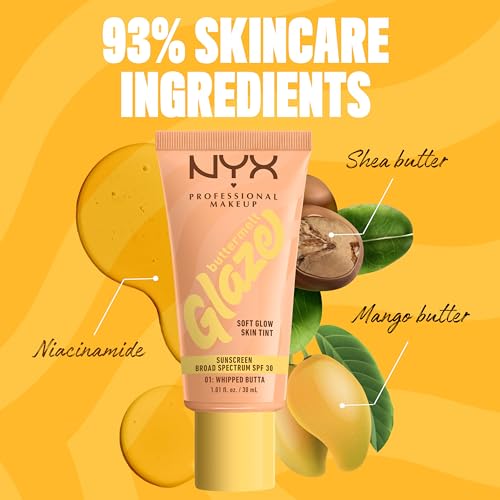 NYX Buttermelt Glaze Soft Glow Skin Tint SPF 30 - 1.01 Fl Oz, 01 Whipped Butta