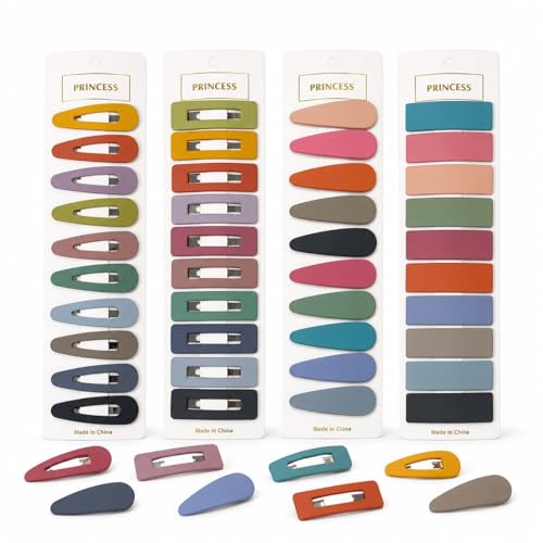 B.PHNE 40 Pcs Small Hair Barrettes for Women - Mixed Cutout & Solid Non-Slip Snap Clips