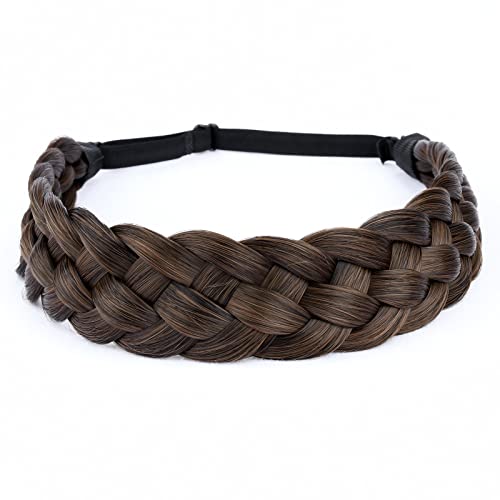 Copper Brown 5-Strand Synthetic Hair Braided Headband – Chunky Plaits, 56g, DIGUAN