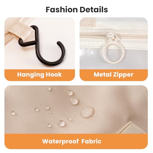 Waterproof Travel Toiletry Bag with Hook - Compact Hanging Organizer