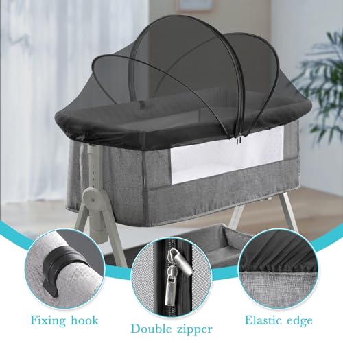 Portable Bassinet Mosquito Net Cover - Breathable Mesh Canopy for 36x21 Inch Bassinets