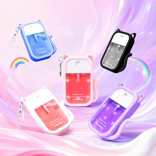 Cat Silicone Case for Touchland 1oz Spray — Cat Purple with Charm Keychain