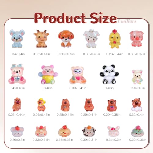 Umillars 250Pcs Mixed Animal Nail Charms - Cute Resin 3D Nail Art Supplies