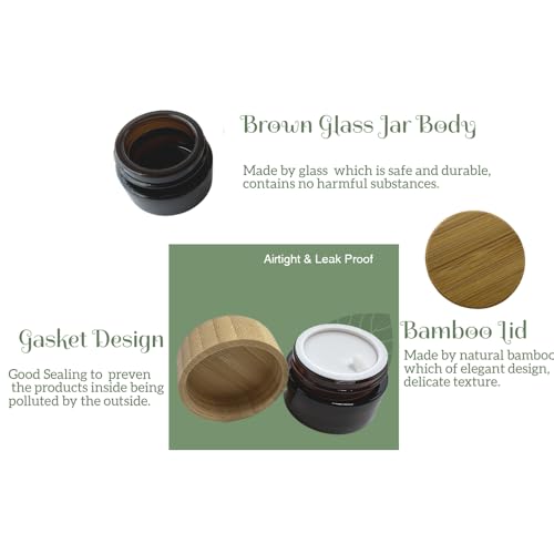15g Frosted Glass Cosmetic Jar with Bamboo Lid - 4 Pack