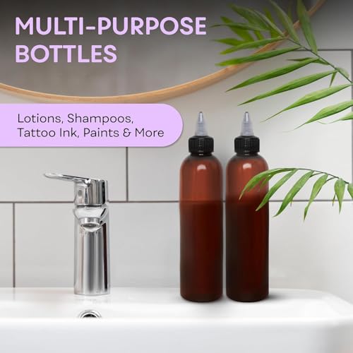 8oz Refillable Plastic Squeeze Bottles with Twist Top - BPA-Free, Multi-Purpose