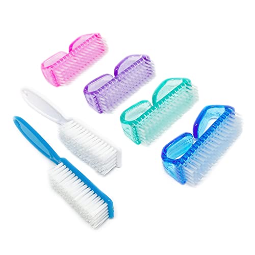 6 Pack Handle Grip Nail Cleaning Brush Kit for Home & Travel