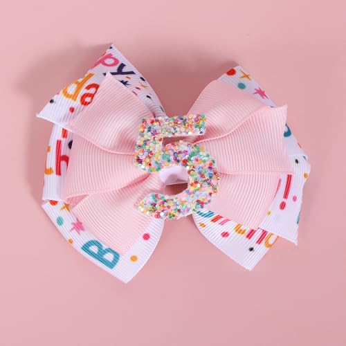 5th Girl Birthday Hair Bow Clips 2-Pack Glitter Pink Celebrate Kids & Teens