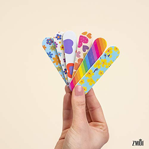 ZMOI Mini Emery Board Nail Files, 12-Pack Colorful Double-Grain Files