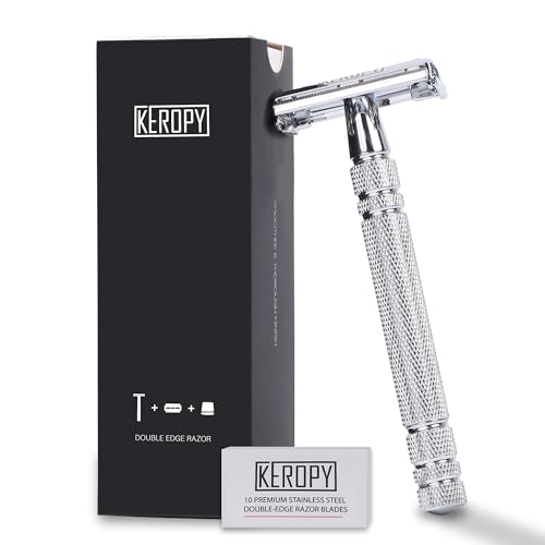 Keropy Gloss Silver Double Edge Safety Razor for Men
