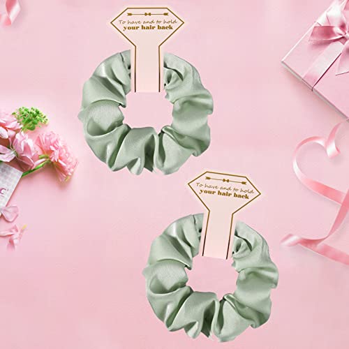 12-Pack Sage Green Satin Bridesmaid Scrunchies - Wedding Party Favors