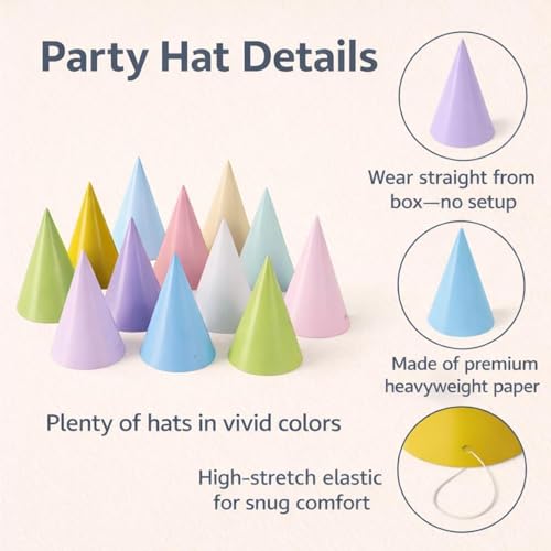 Pre-Assembled Birthday Party Hats for Adults - Fun Headwear for Celebrations