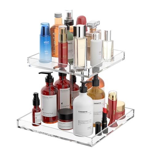 2-Tier Acrylic Perfume Organizer Tray 10x10 for Dresser