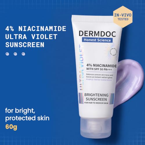 DermDoc 4% Niacinamide SPF50 Face Sunscreen with No White Cast, 2.12 oz