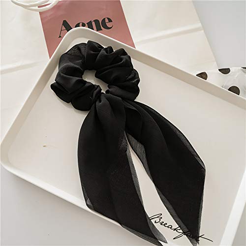 DINPREY 8PCS Satin Hair Scrunchies Bundle with Bunny Ear Design - Double Layer Hair Ties for Women & Girls, 6 Colors