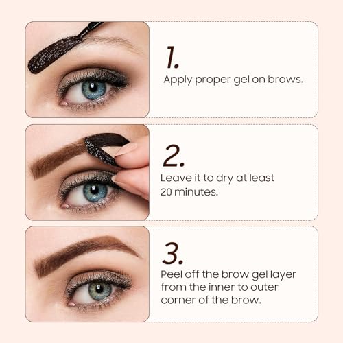 Waterproof Tattoo Eyebrow Gel Kit with Stencils - Light Brown