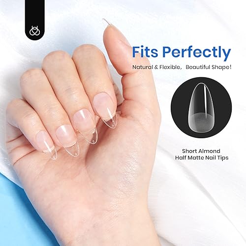 Beetles Gel Nail Tips - 504 Pcs Short Almond Full Cover for Easy Extensions