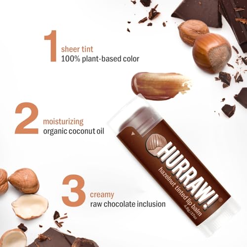 Hurraw! Hazelnut Tinted Organic Lip Balm 3-Pack - Sheer Brown Vegan Natural