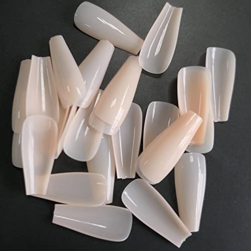 Coffin Press-On Nails - 100PC Nude Acrylic Ballerina Tips