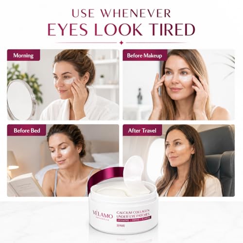 VELAMO ADVANCED Collagen Under Eye Patches for Puffy Eyes & Dark Circles (30 Pairs)