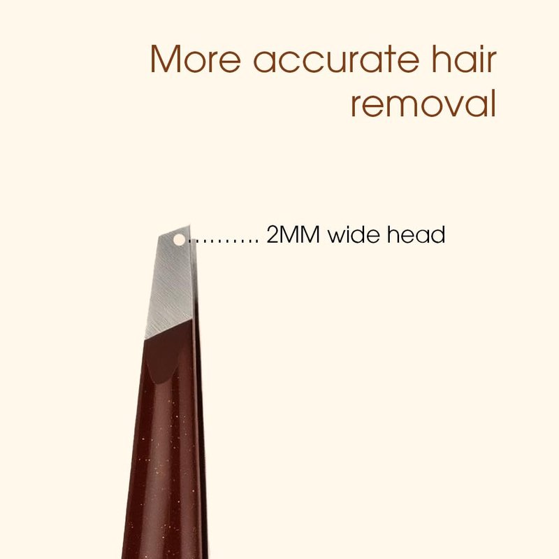 HH Tweezer – Professional Stainless Steel Eyebrow Tweezers with Genuine Leather Case for Makeup & Brow Artists (Brown)