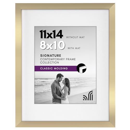 Americanflat 11x14 Gold Picture Frame with Shatter-Resistant Glass