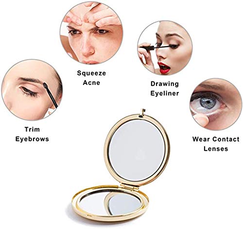 Gold Compact Mirror 5-Pack - Double-Sided Travel Makeup Mirror with 1X/2X Magnification