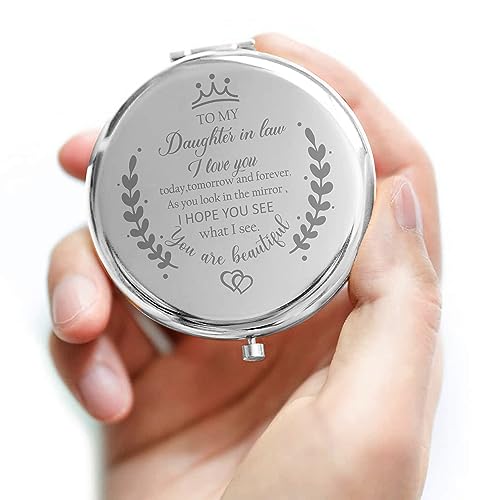 Engraved Daughter in Law Compact Mirror - Silver Gift from Mother in Law