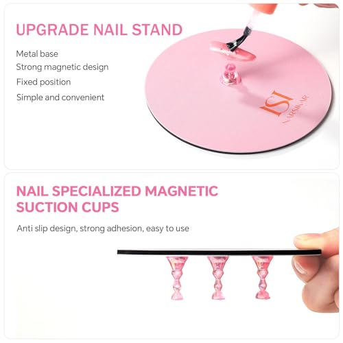 Magnetic Nail Stand Set with 10 Holders & 300 Sticky Tabs