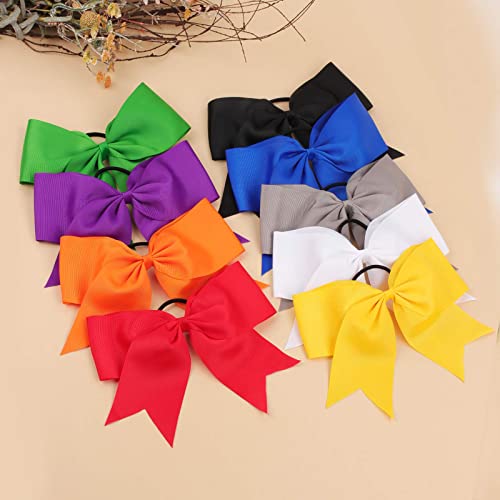 Oaoleer 21PCS Jumbo 8" Orange Cheer Bows for Girls - Ponytail Holders