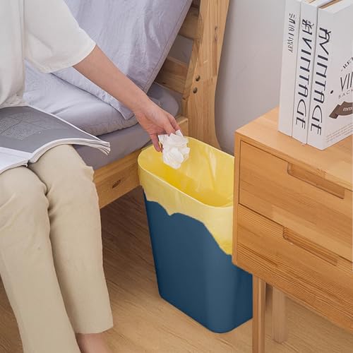 Compact 1.8 Gallon Plastic Trash Can - Blue Wastebasket for Home & Office