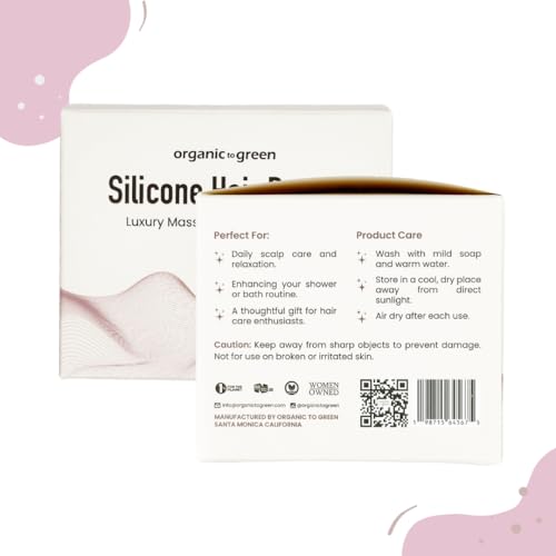 Pink Silicone Hair Brush for Scalp Massage & Exfoliation - Waterproof, Soft Bristles for Men & Women - Organic To Green