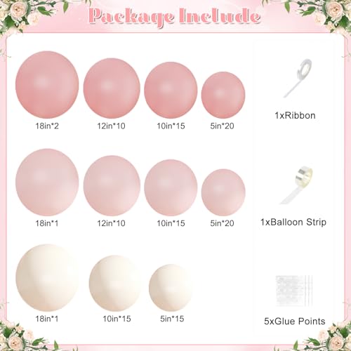 Pink Balloon Arch Kit - 124Pcs for Baby Showers & Weddings