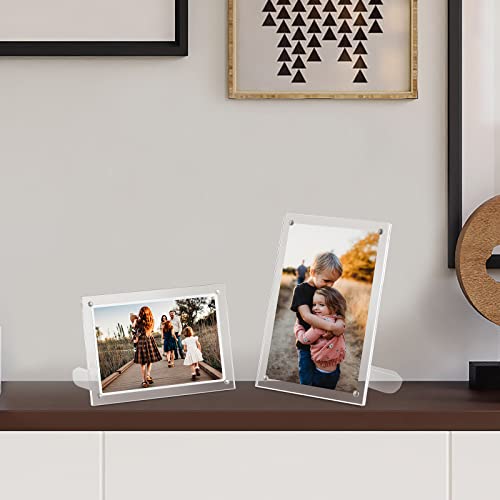 CECOLIC 6x8 Clear Acrylic Magnetic Photo Frame - Double-Sided Display