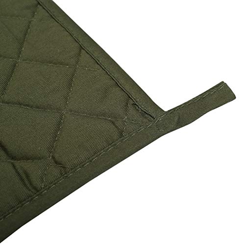 Heat Resistant Cotton Potholders Set of 6 - 7" Olive Green