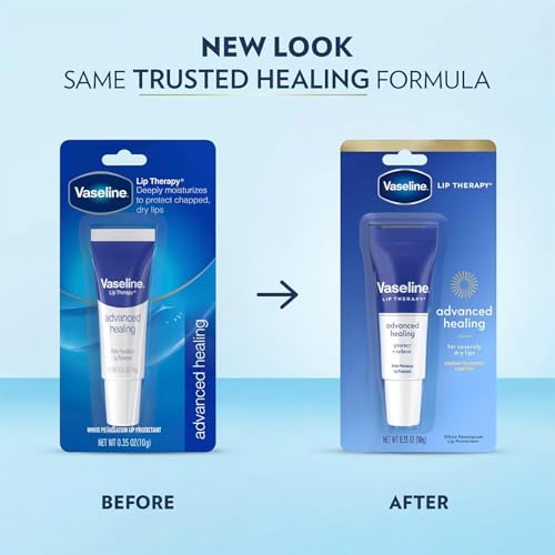 Vaseline Lip Therapy Advanced Healing 3-Pack ? White Petroleum Moisturizing Lip Balm for Extremely Dry Lips, 0.35 Oz Ea