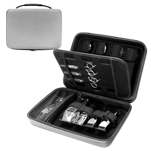 Barber Clipper Case - Hard EVA Travel Organizer Bag for Hair Tools (Grey)