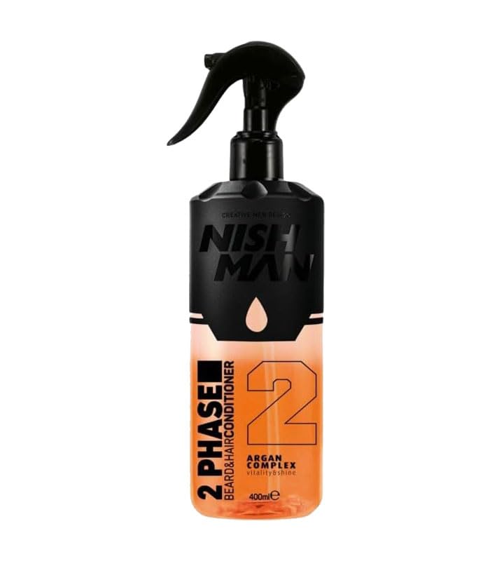 NISHMAN 2-Phase Argan Hair & Beard Conditioner Spray 400ml – Deep Nourishing & Shine