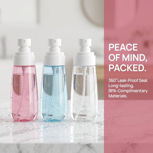 Travel Size Spray Bottles - 100ml Fine Mist Refillable Containers (3pcs)