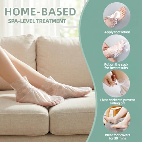 200 Disposable Moisturizing Foot Socks - Leak-Proof, Anti-Slip